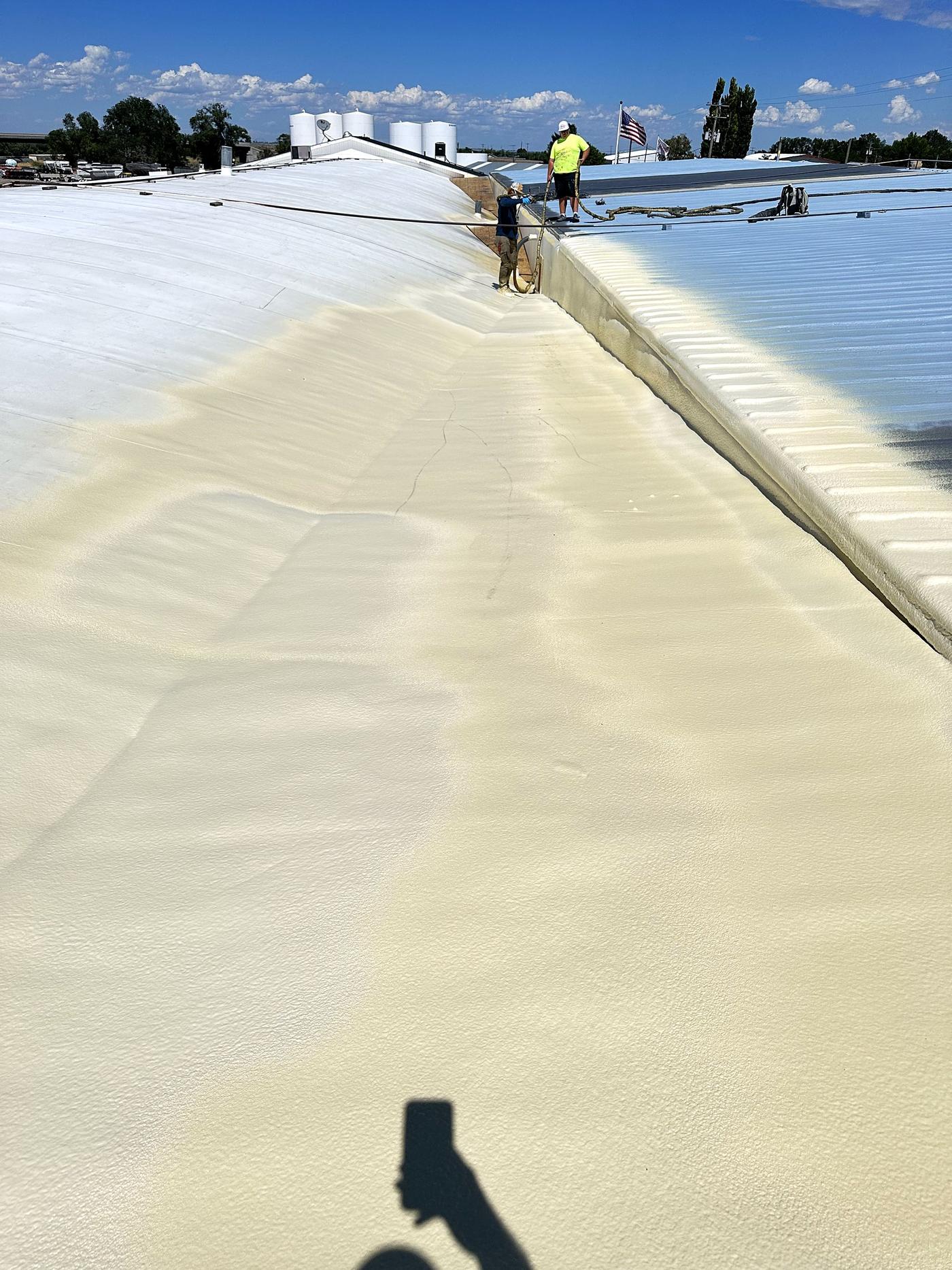 Long run of freshly coated metal roof